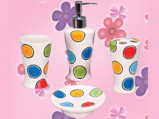 Ceramic Dot Color Bathroom Accessory Set