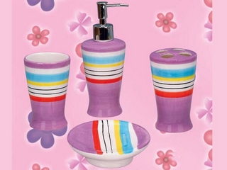 Ceramic Stripe Color Bathroom Accessory Set