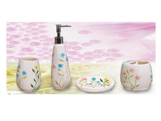 Ceramic Floral Bathroom Accessory Set