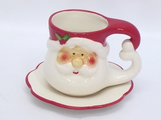 Ceramic Santa Cup and Saucer