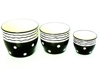 Ceramic 3-pc Black White Flower Pot(set of 3)