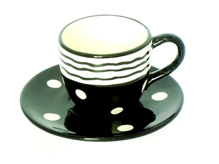 Ceramic black white Cup & Saucer