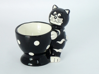 Ceramic Black Cat Egg Cup