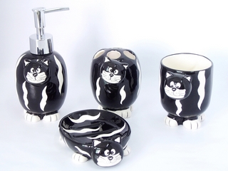 Ceramic Black Cat Bathroom Set(set of 4)