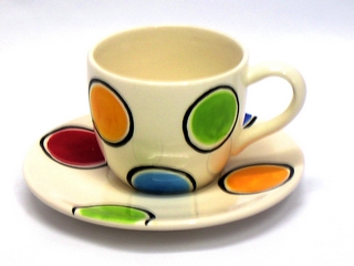 Ceramic Dot Color Cup & Saucer