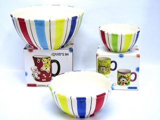 Ceramic 3-pc Stripe Color Bowl(set of 3)