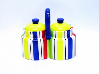 Ceramic Stripe Color Sugar Pot
