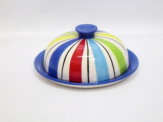 Ceramic Stripe Color Butter Dish