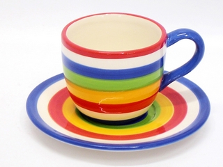 Ceramic Round Stripe Color Cup & Saucer
