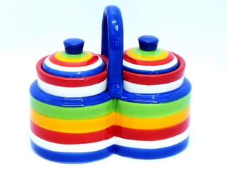 Ceramic Round Stripe Color Sugar Pot