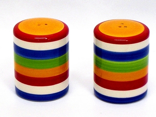 Ceramic Round Stripe Color Salt & Pepper