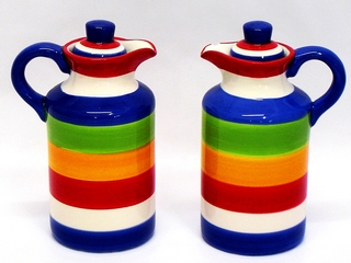 Ceramic Round Stripe Color Oil & Vinegar 