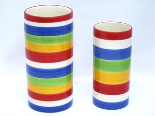 Small Ceramic Round Stripe Color Utensil Holder