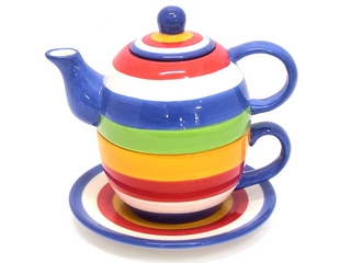 Ceramic Round Stripe Color Tea for One Set