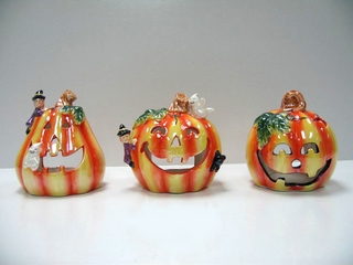 Ceramic Halloween Pumpkin Candleholder