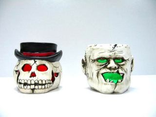 Ceramic Halloween Skull Votive