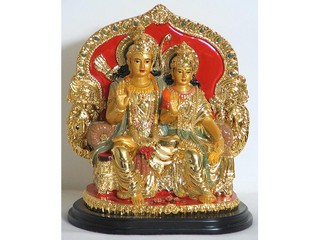 Resin Lord Rama and Sita Sitting on Throne
