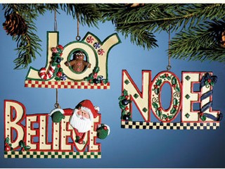 Resin Noel,Believe,Joy Ornaments