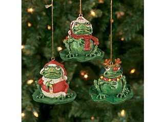 Resin Happy Holiday Frog Ornaments