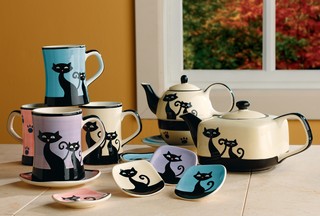 Porcelain 18-pc Cool Cat Tea Set