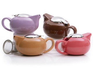 Stoneware & Stainless Steel iPot Teapot w/ Infuser,24oz
