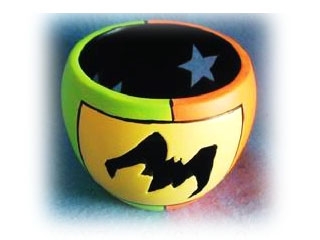 Terra Cotta Halloween Bat Candleholder